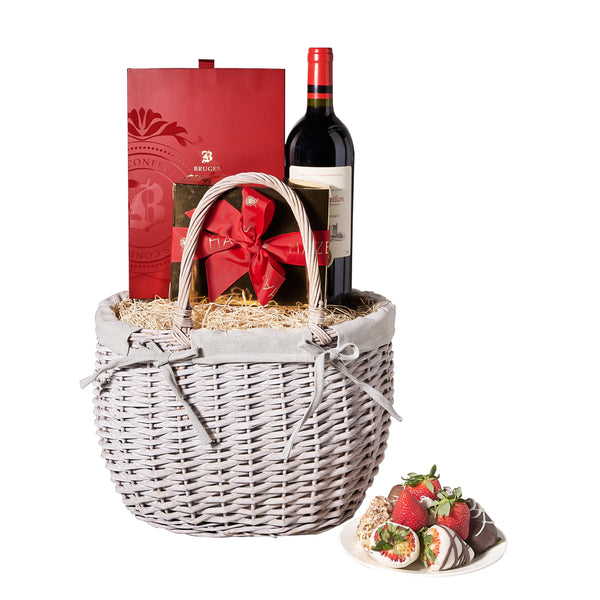 True Luxury Wine & Chocolate Dipped Strawberries Gift - Wine gift