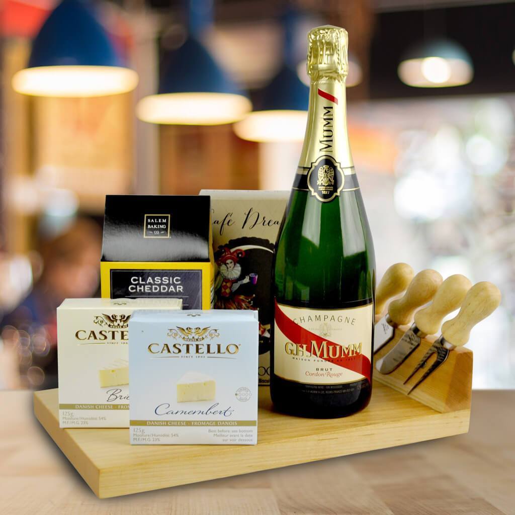 Champagne & Cheese Platter Gift Set - Champagne Gifts USA