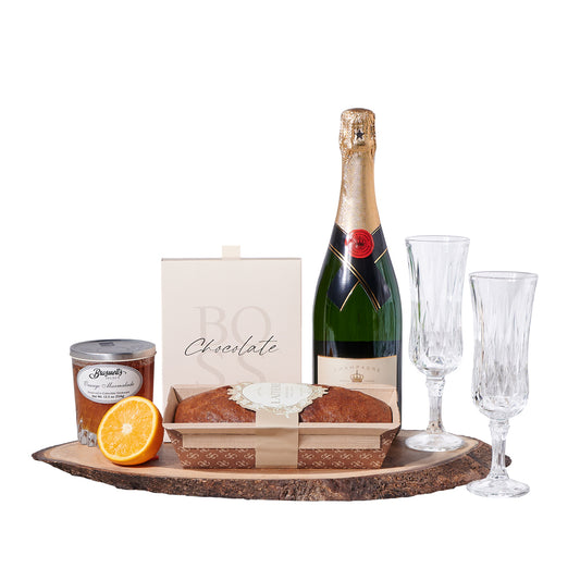 Champagne & Chocolate Dessert Gift, gourmet gift, gourmet, champagne gift, champagne, sparkling wine gift, sparkling wine, baked goods gift, baked goods