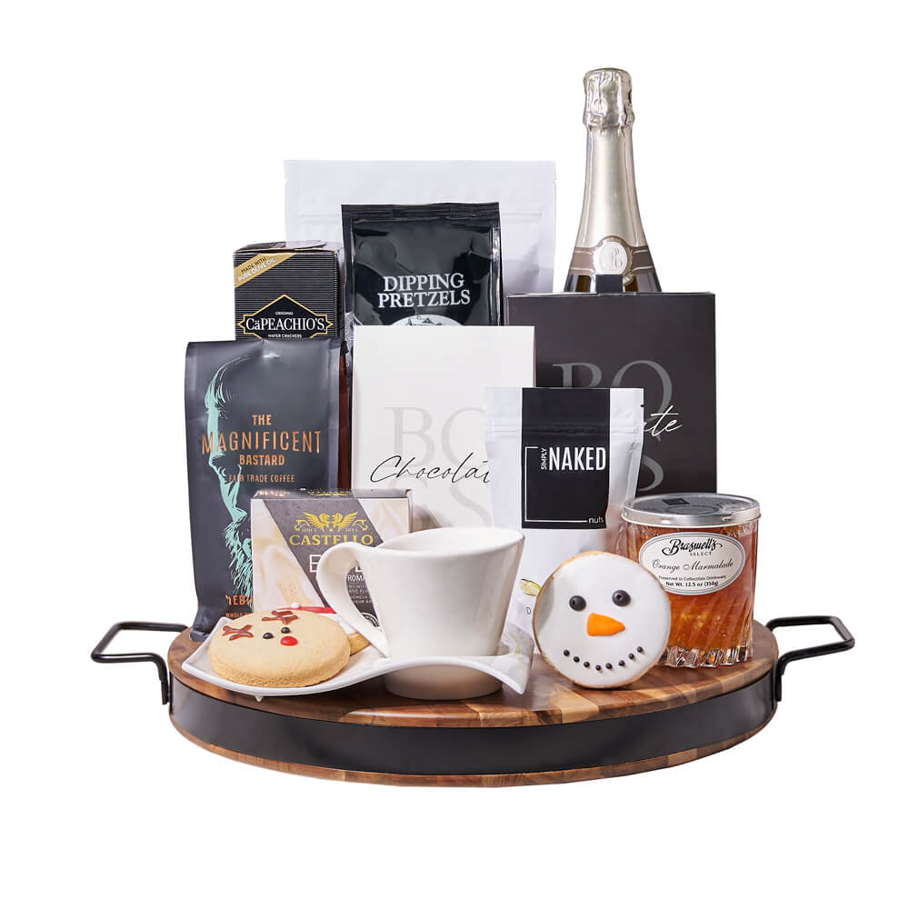 Champagne Indulgence Holiday Gift Board, christmas gift, christmas, holiday gift, holiday, gourmet gift, gourmet, champagne gift, champagne, sparkling wine gift, sparkling wine, coffee gift, coffee, cookie gift, cookie