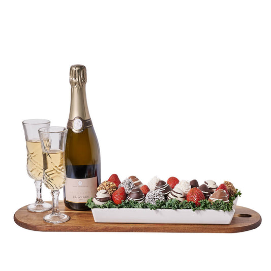 Chocolate Strawberries & Champagne for Two, champagne gift, champagne, sparkling wine gift, sparkling wine, chocolate covered strawberry gift, chocolate covered strawberry, fruit gift, fruit