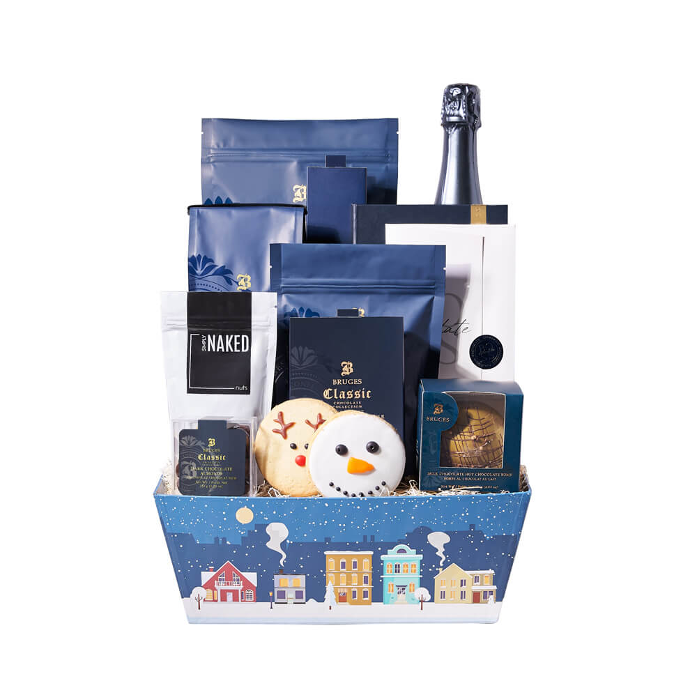 Christmas Champagne &amp; Dessert Gift, christmas gift, christmas, holiday gift, holiday, champagne gift, champagne, sparkling wine gift, sparkling wine, coffee gift, coffee, cookie gift, cookie, gourmet gift, gourmet