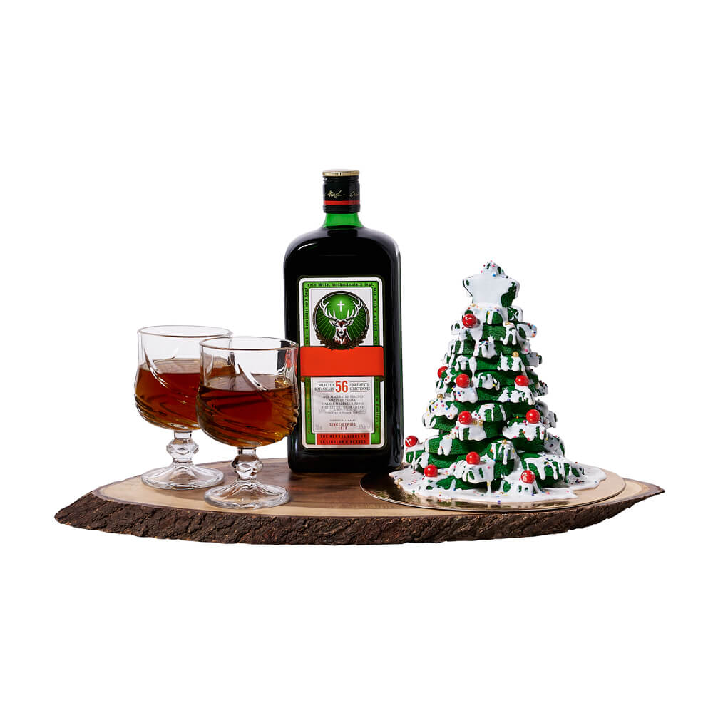 Christmas Tree Cookie &amp; Spirits Gift, christmas gift, christmas, holiday gift, holiday, gourmet gift, gourmet, liquor gift, liquor, spirits gift, spirits