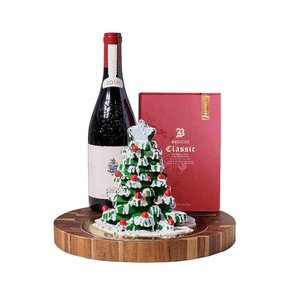 Christmas Tree &amp; Holiday Wine Gift, wine gift, wine, christmas gift, christmas, holiday gift, holiday, chocolate gift, chocolate