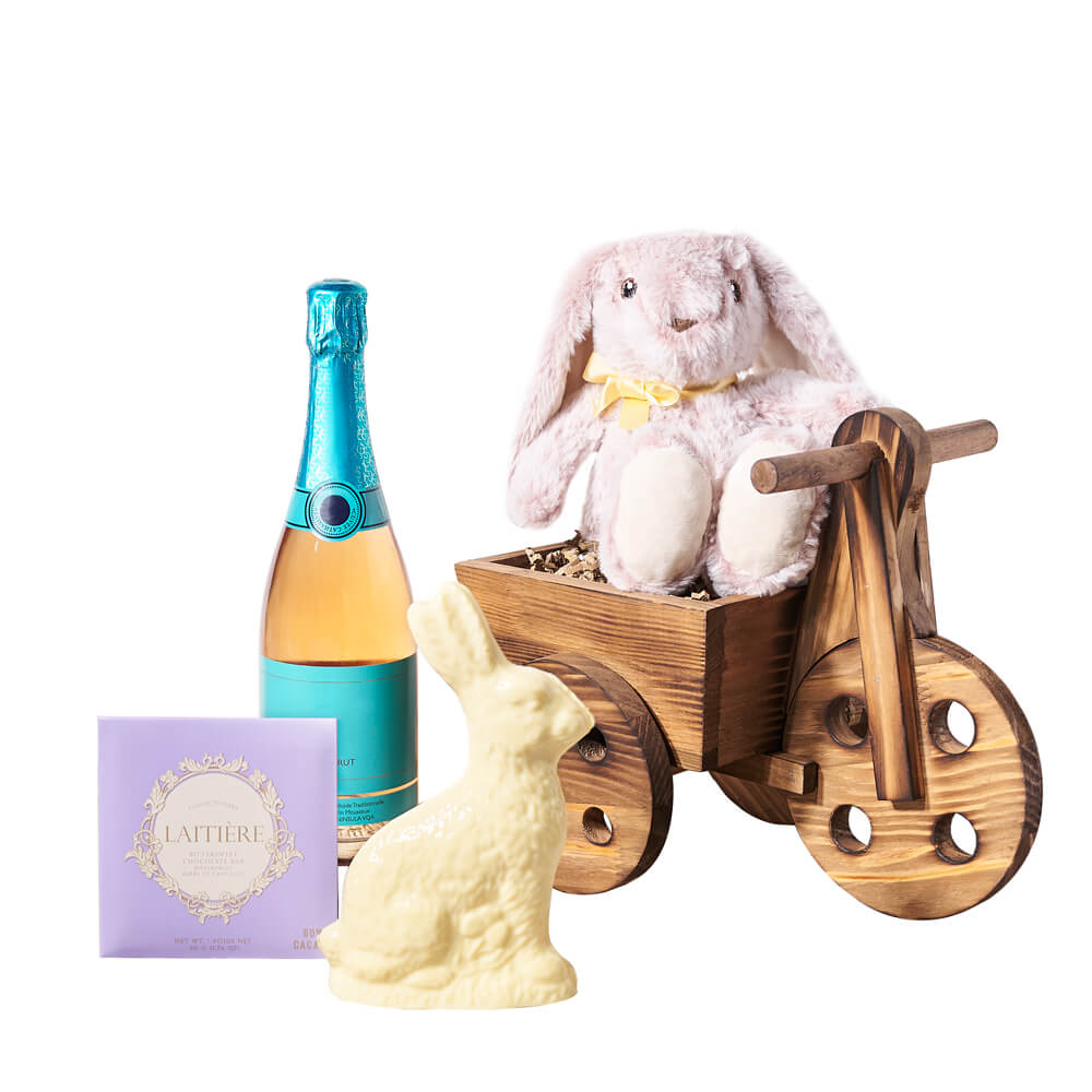 Easter Bunny &amp; Champagne Gift Cart, champagne gift, champagne, sparkling wine gift, sparkling wine, gourmet gift, gourmet, chocolate gift, chocolate, plush gift, plush, easter gift, easter