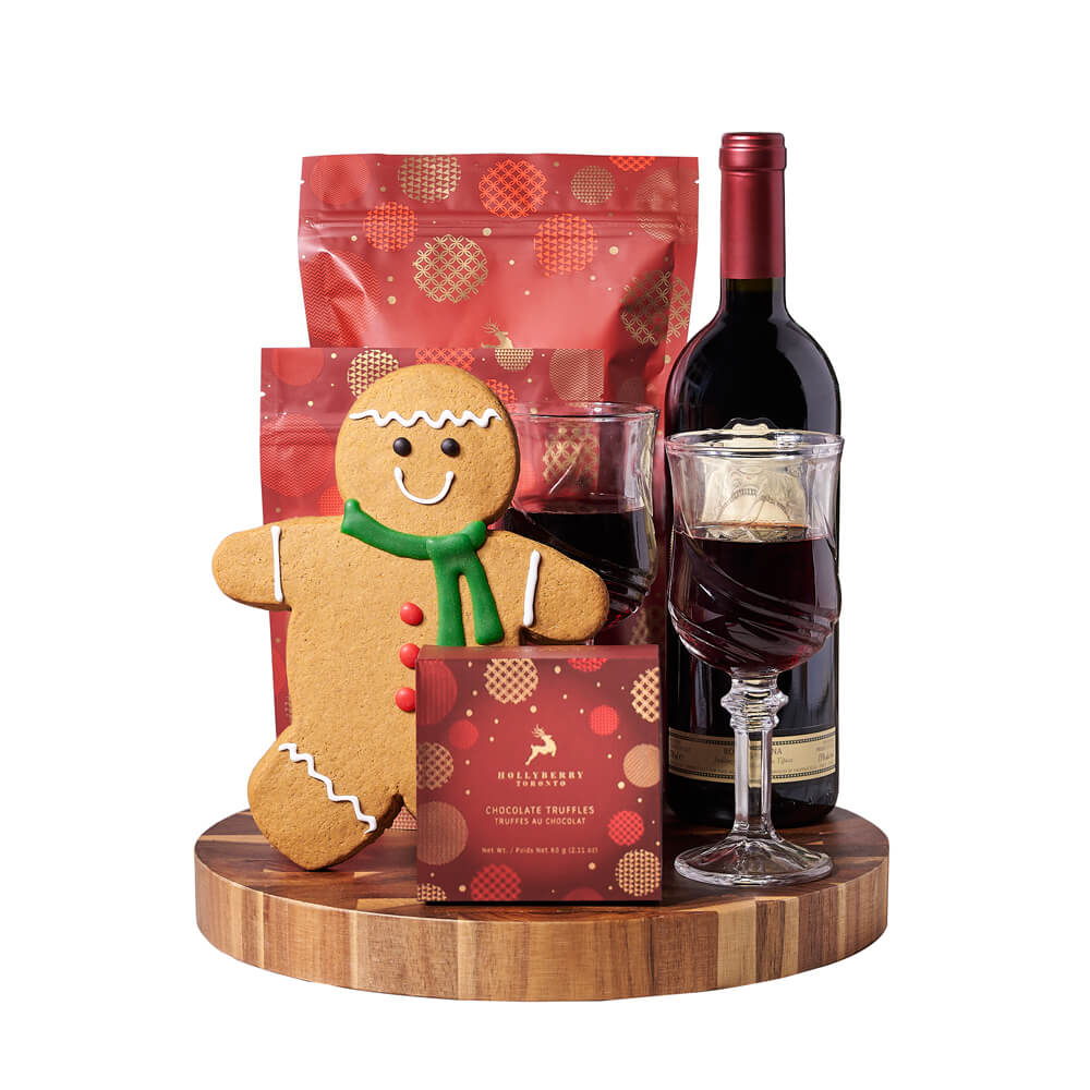 Festive Wine &amp; Gingerbread Gift, wine gift, wine, christmas gift, christmas, holiday gift, holiday, gourmet gift, gourmet