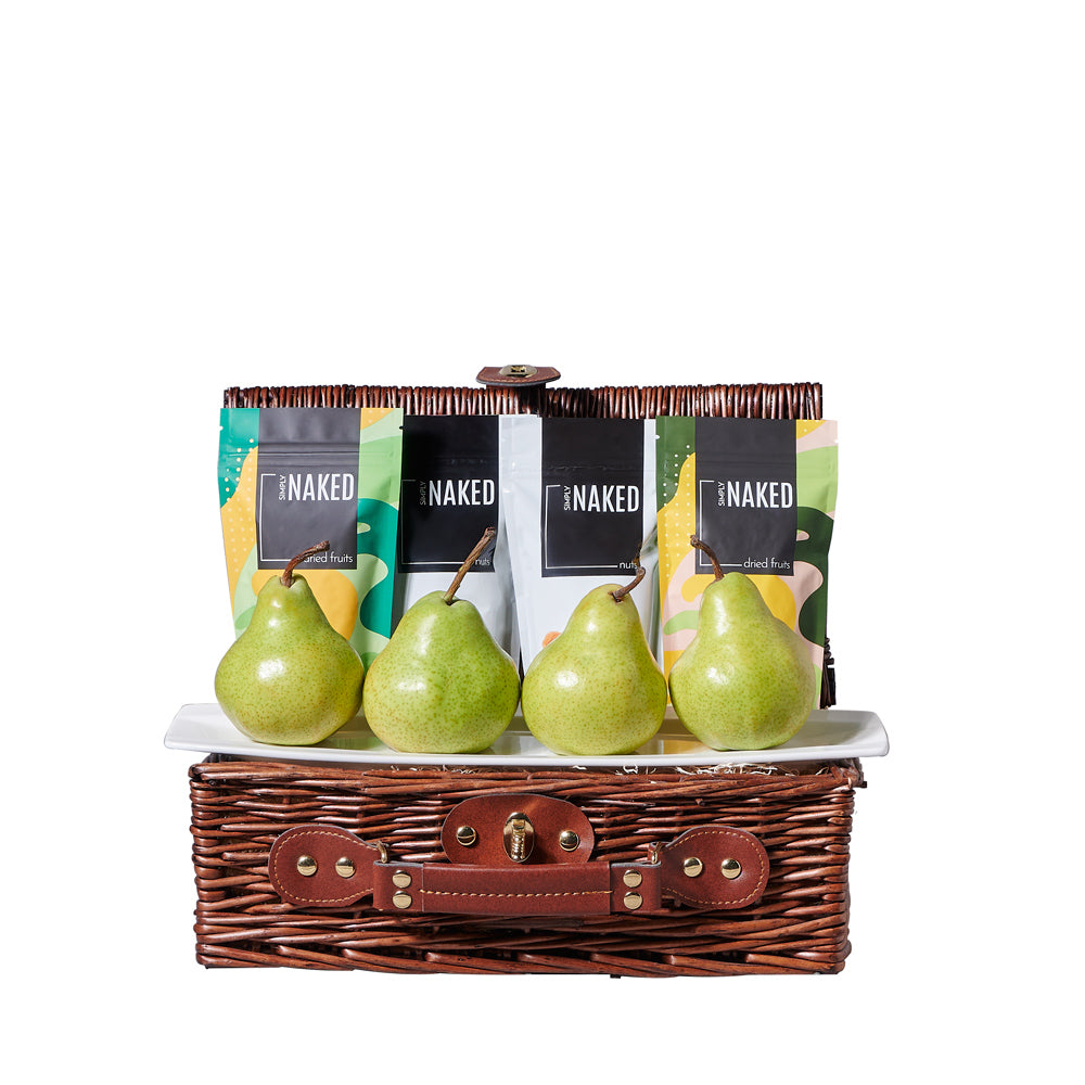 The Refreshing Pear Gift Basket, fruit gift, fruit, gourmet gift, gourmet, fruit & nut gift, fruit & nuts, nut gift, nuts