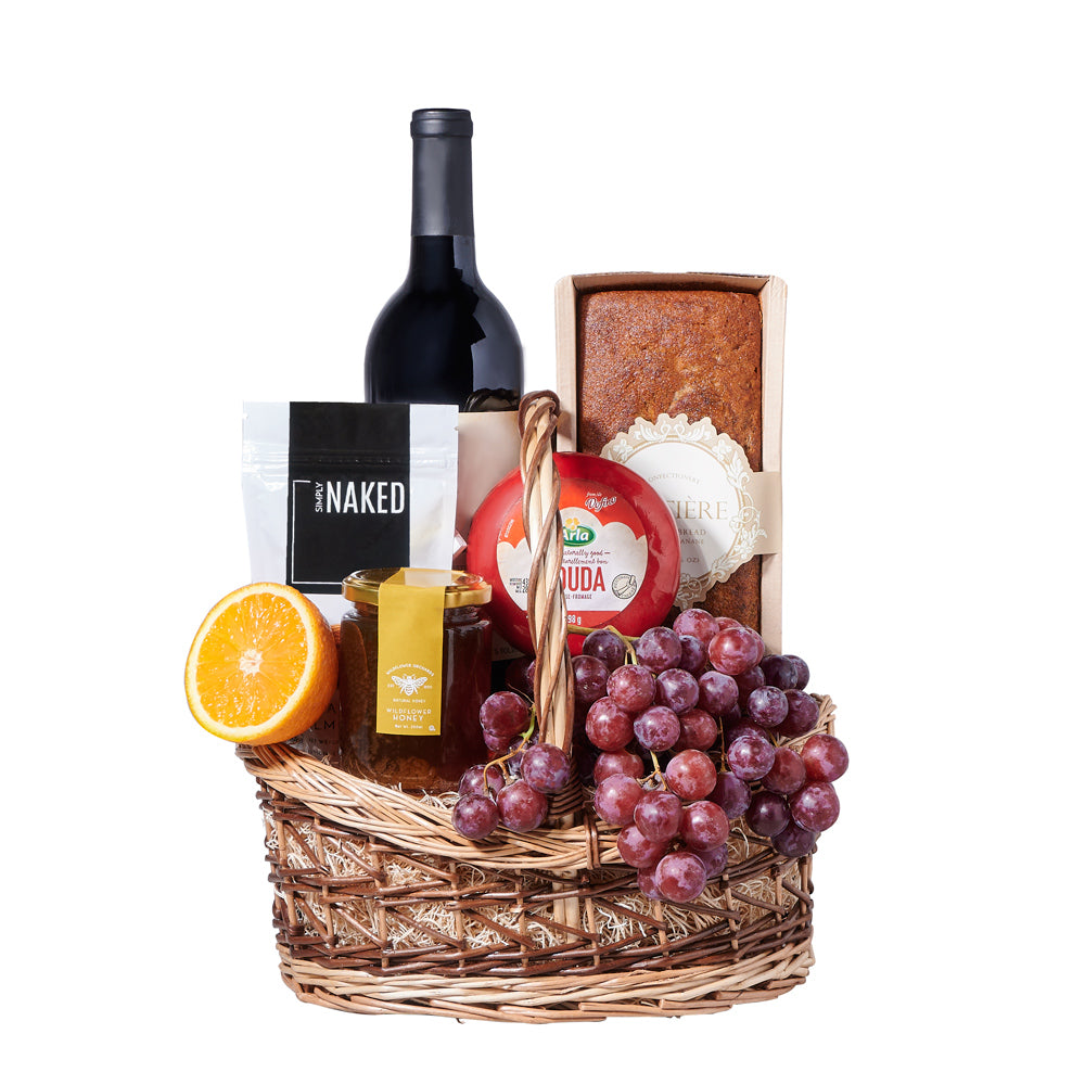 The Market Fruit &amp; Wine Gift Basket, wine gift, wine, fruit gift, fruit, gourmet gift, gourmet