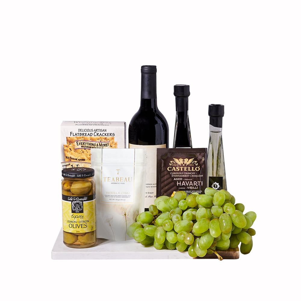 All Flavor &amp; Wine Gift Basket, wine gift, wine, gourmet gift, gourmet, tea gift, tea