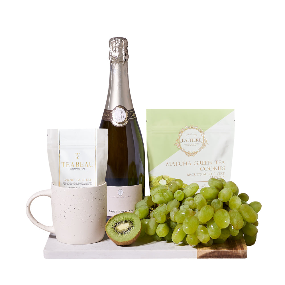 Bringing the Banquet Champagne Gift Set, gourmet gift, gourmet, champagne gift, champagne, sparkling wine gift, sparkling wine, tea gift, tea