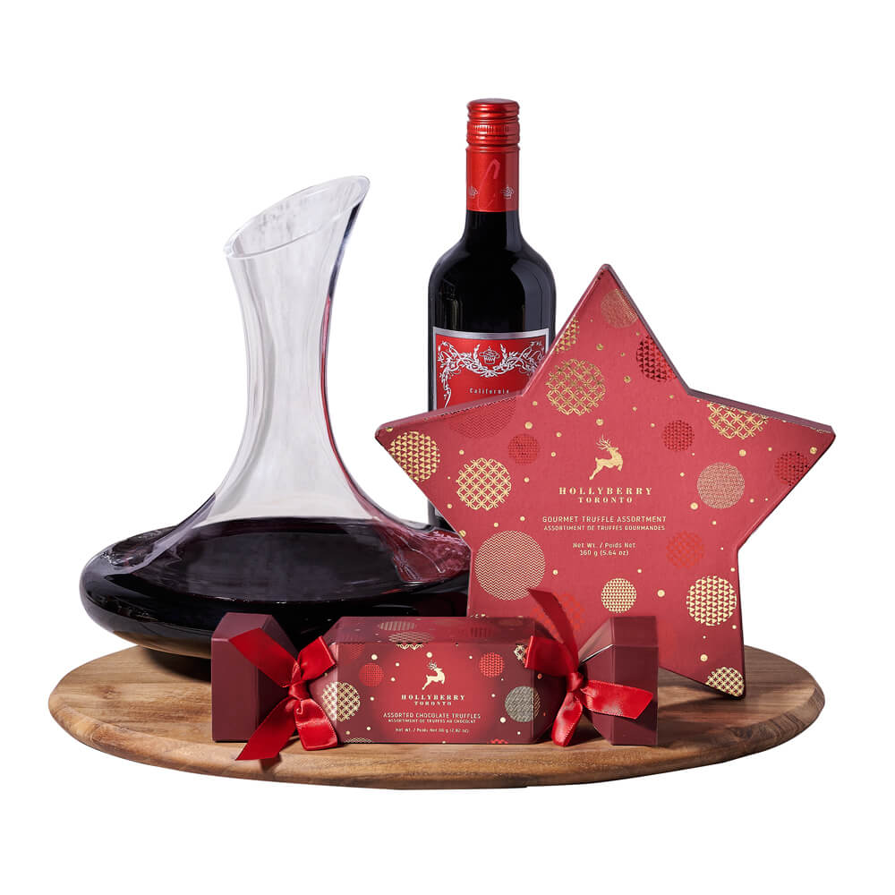 Modern Holiday Wine &amp; Decanter Gift, christmas gift, chrismtas, holiday gift, holiday, wine gift, wine, gourmet gift, gourmet, decanter gift, decanter