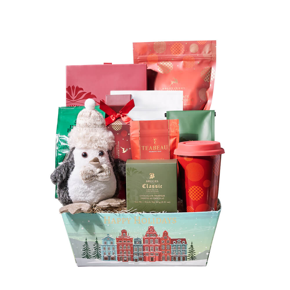 Noel Penguin &amp; Gourmet Gift, christmas gift, christmas, holiday gift, holiday, gourmet gift, gourmet, coffee gift, coffee, chocolate gift, chocolate
