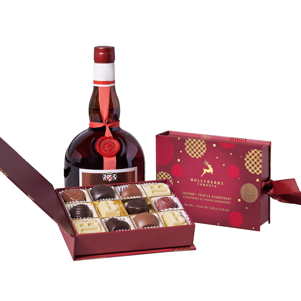 Indulgent Liquor &amp; Chocolate Holiday Gift, Christmas Gift Baskets, Liquor Gift Baskets, Gourmet Gift Baskets, Chocolate Gift Baskets, Chocolate Truffles, Liquor, Xmas Gifts, USA Delivery