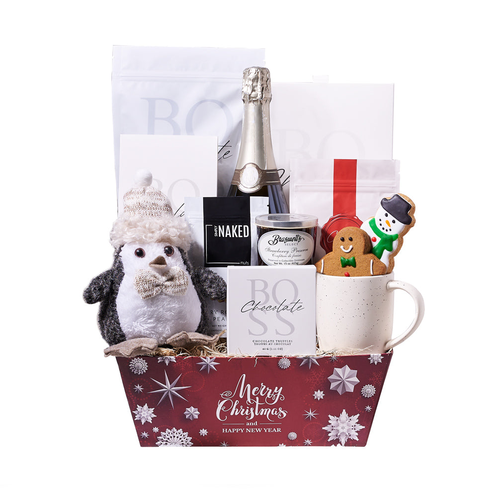 Holiday Champagne &amp; Cocoa Gift Set, gourmet gift, gourmet, sparkling wine gift, sparkling wine, champagne gift, champagne, holiday gift, holiday, christmas gift, christmas