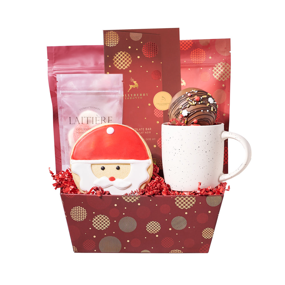 Santa’s Hot Chocolate &amp; Sweet Gift, christmas gift basket, christmas gift, christmas, holiday gift basket, holiday gift, holiday, chocolate gift basket, chocolate gift, chocolate
