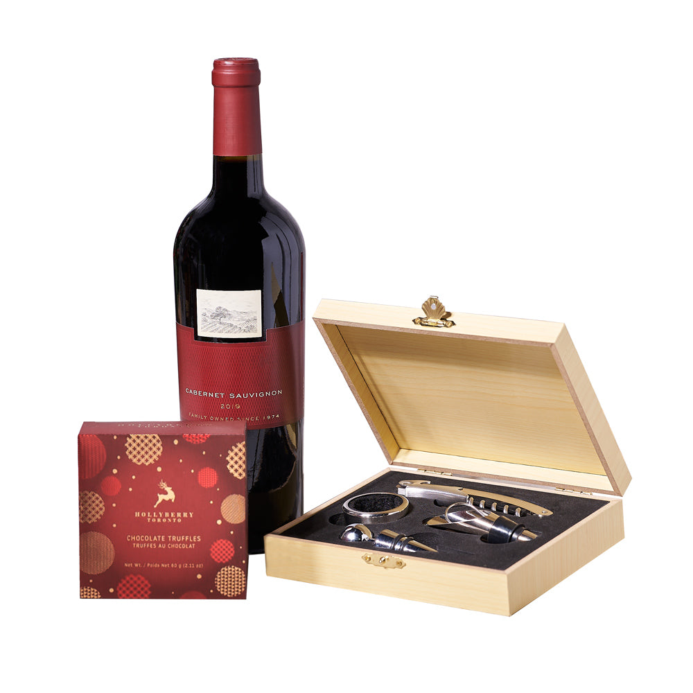 Holiday Wine Tool &amp; Chocolate Gift, wine gift basket, wine gift, wine, gourmet gift basket, gourmet gift, gourmet, christmas gift basket, christmas gift, christmas, holiday gift basket, holiday gift, holiday