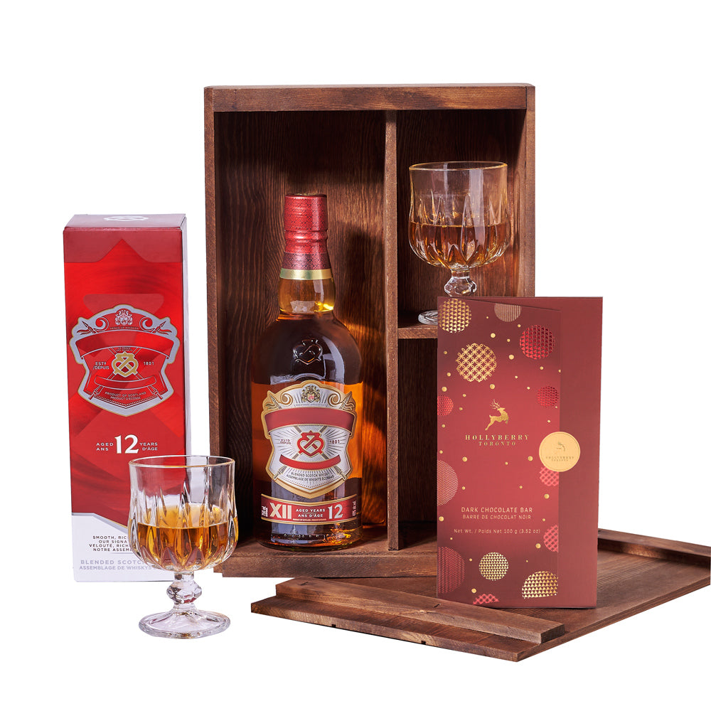 Holiday Spirits &amp; Chocolate Gift Crate, liquor gift basket, liquor gift, liquor, holiday gift basket, holiday gift, holiday, christmas gift basket, christmas gift, christmas